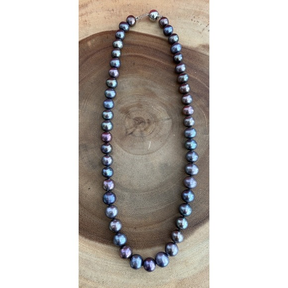 The Unbranded Brand Jewelry - Genuine Peacock Tahitian Cultured Pearl Necklace with Sterling Silver Clasp
